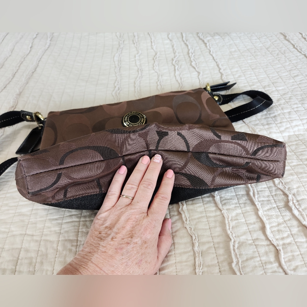 Coach Signature Crossbody Handbag Purse, Brown and Black - Picture 12 of 16